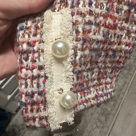 See and Be Seen Women's Multicolor Tweed Jacket with Pearl Button Detail - Picture 5 of 8